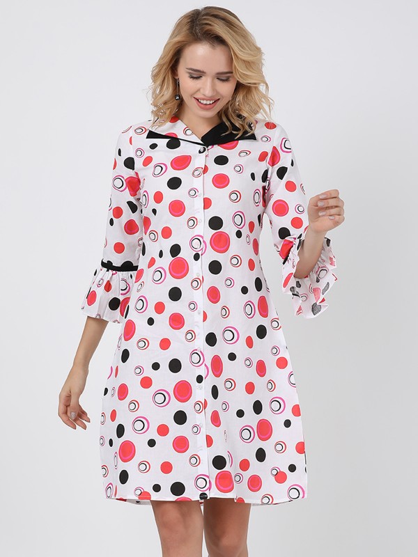  Exclusive Cotton Vintage Styled Red & Black Polka Dots A-Line Fit & Flair Dress