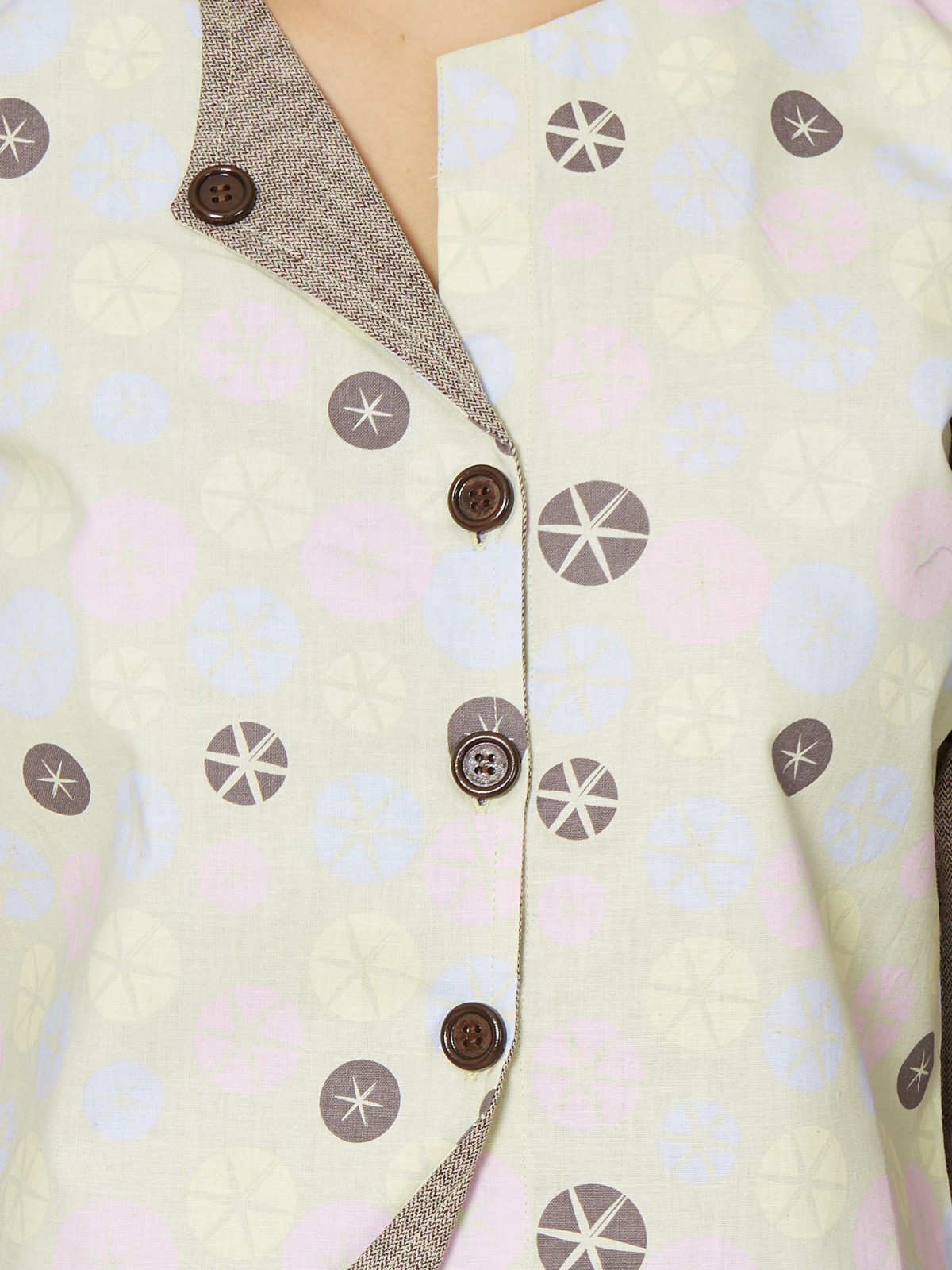 Trendy Cotton Linen Printed Designer Full Sleeve Top 