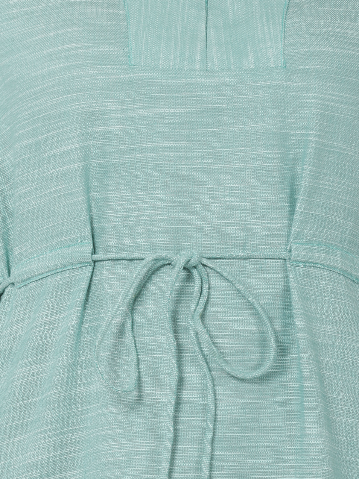 Solid Sea Green Cotton Linen 3/4th Sleeve One Piece Dress