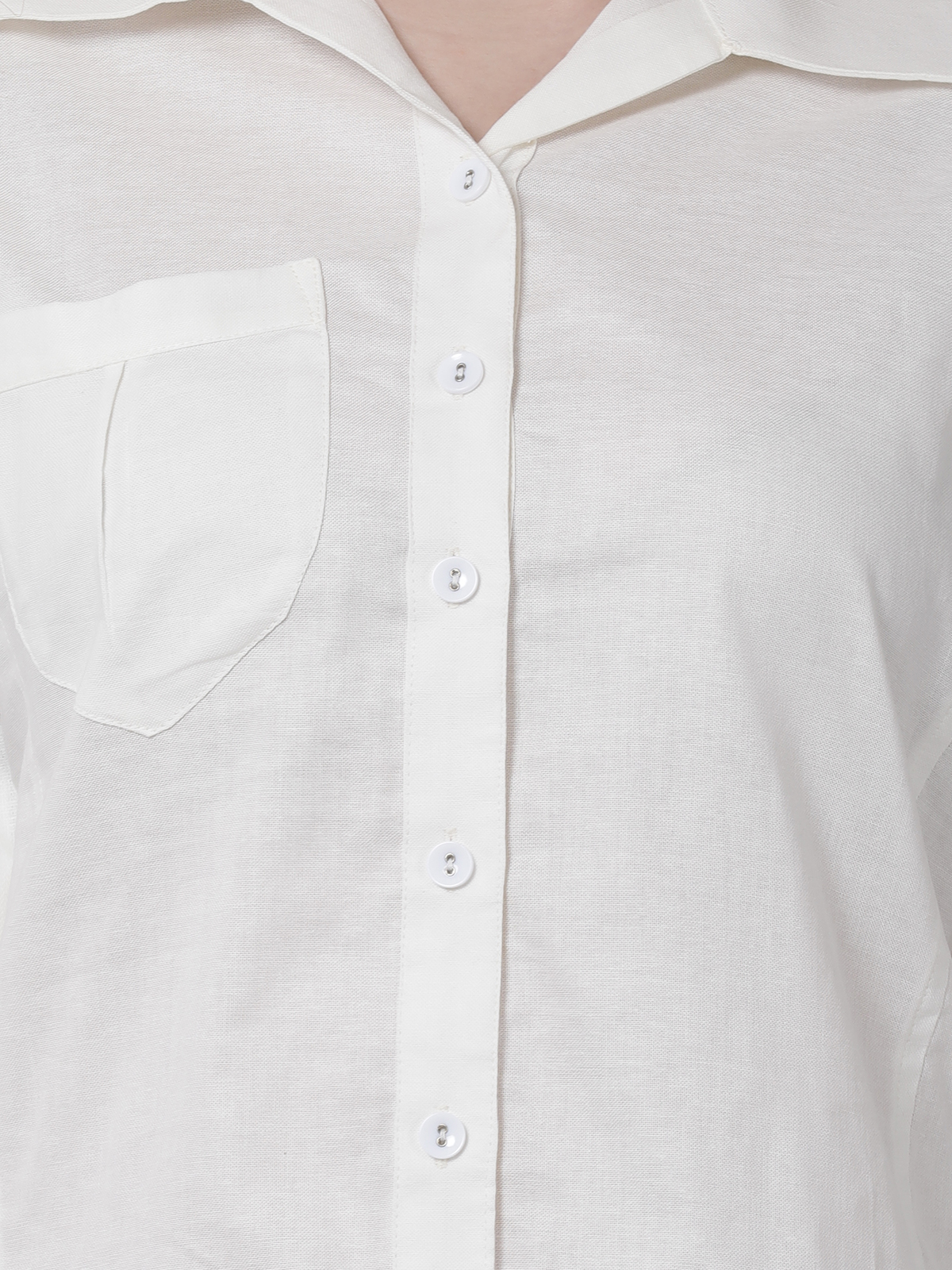 Solid White Cotton Linen Full Sleeve Casual Shirt