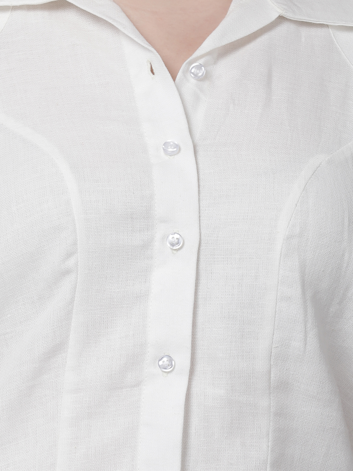 Princess Collar Solid White Cotton Linen Shirt