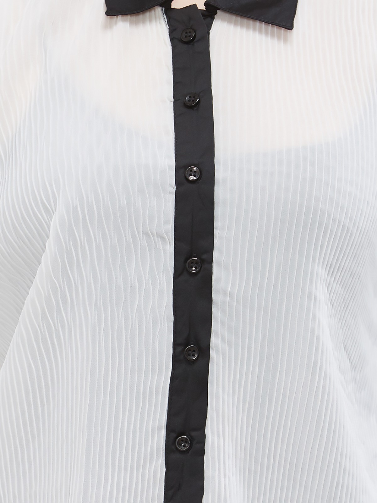 White Convertib Collar Short Sleeveless Shirt