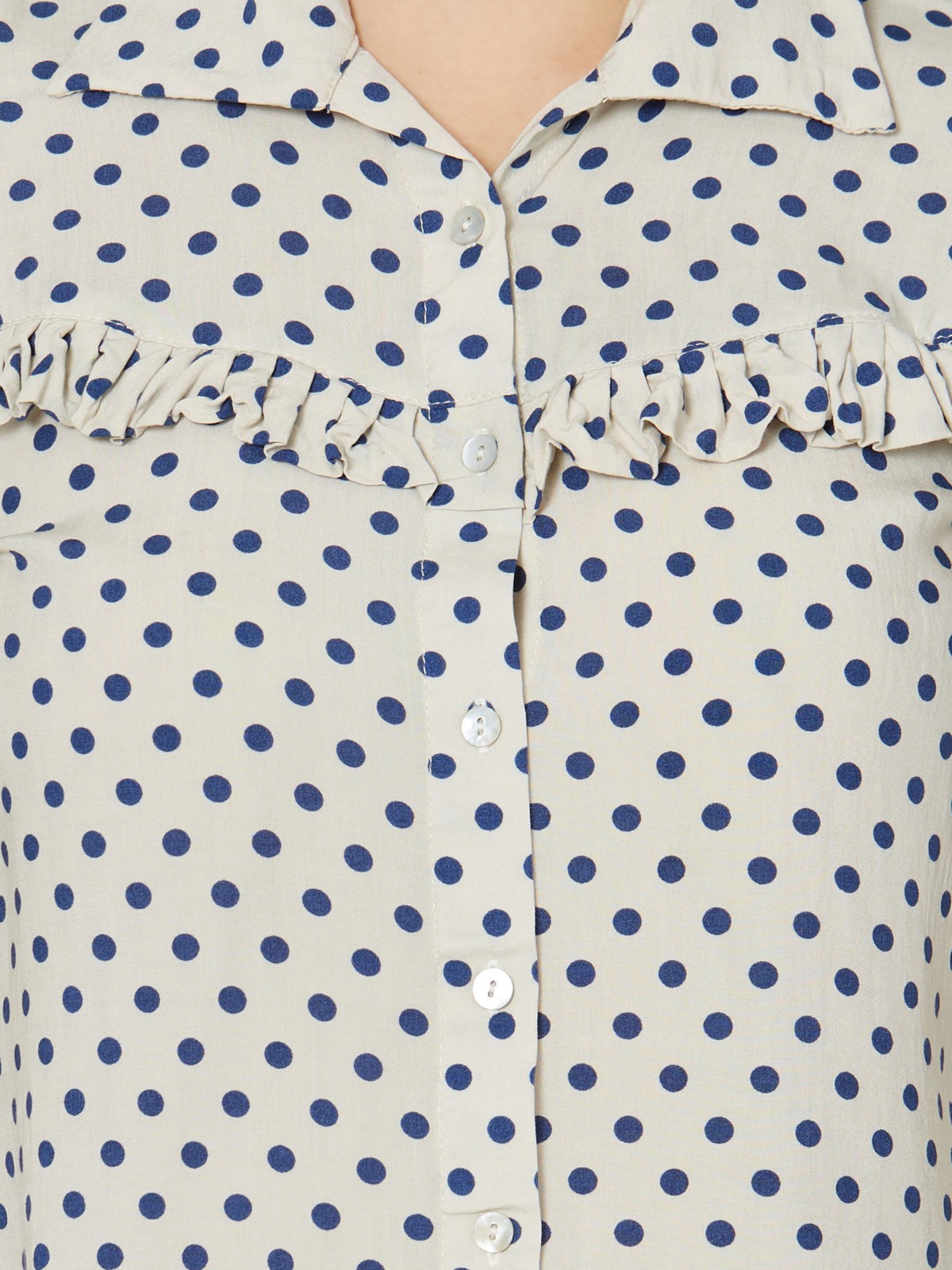 Polka Dots Print Regular Sleeve Long Shirt