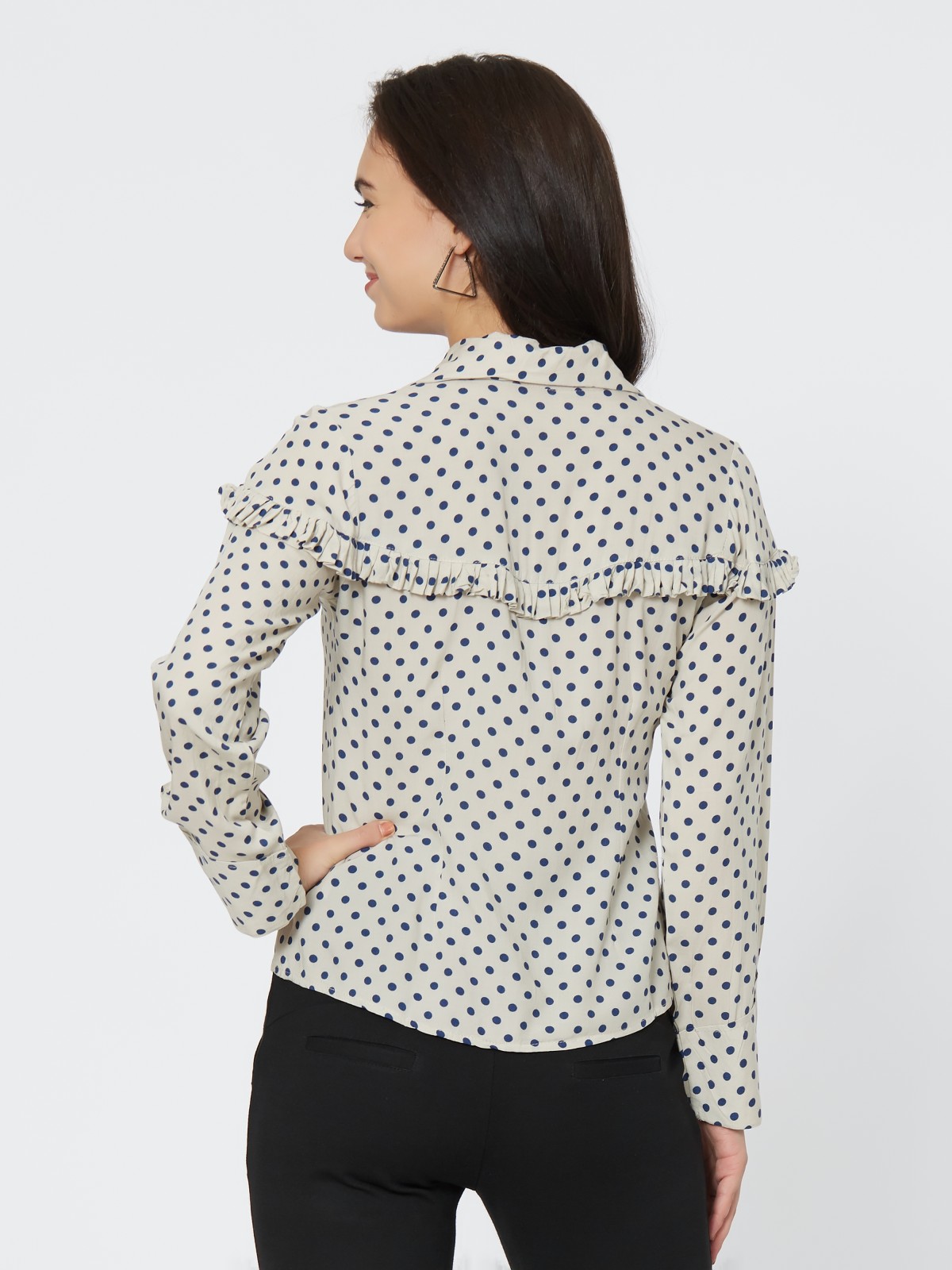 Polka Dots Print Regular Sleeve Long Shirt