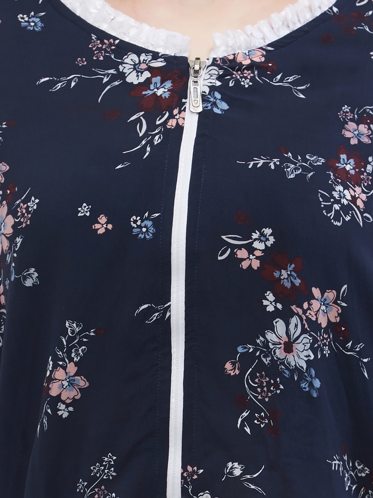 Casual Blue Floral Printed Dolman Sleeve Jacket Top