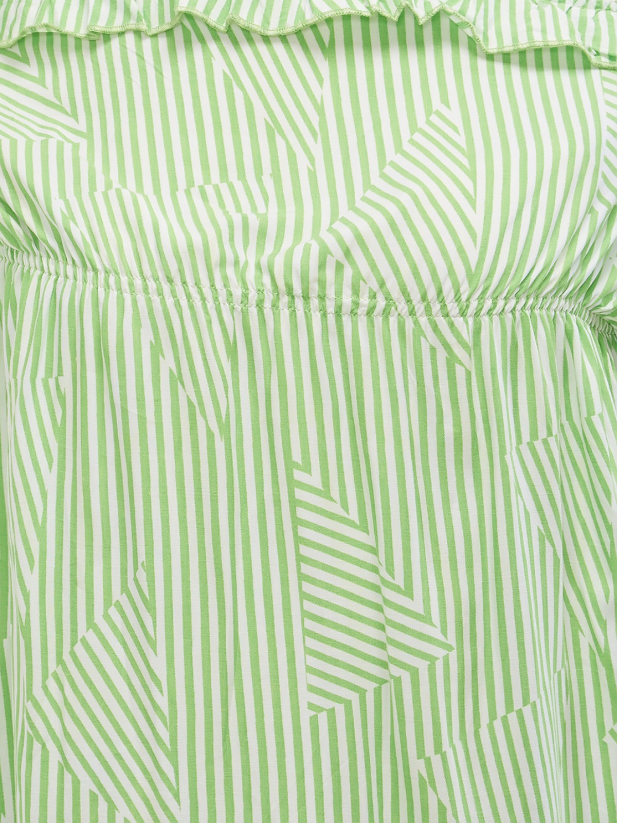 Elegore White Light Green Strappy Stripped Off Shoulder Top