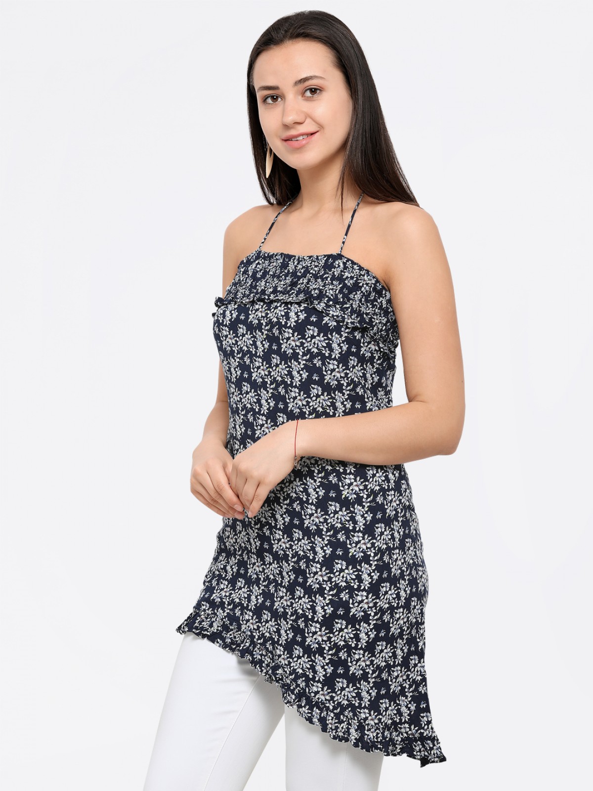 Let It Be Off Shoulder Asymmetrical String Neck Dress Top