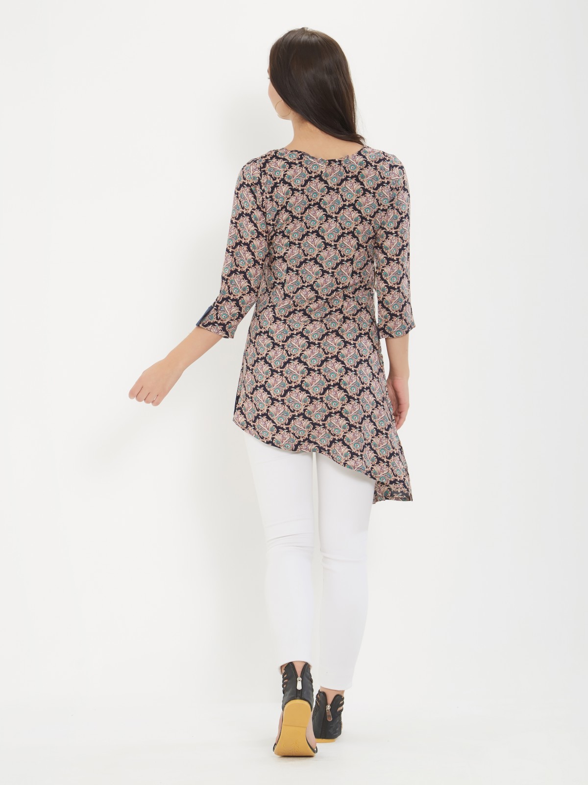 Printed Draped 3/4th Sleeve Top