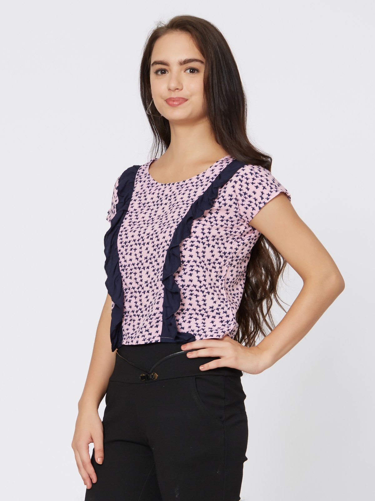 Babby Pink Front Frilled Crop Top